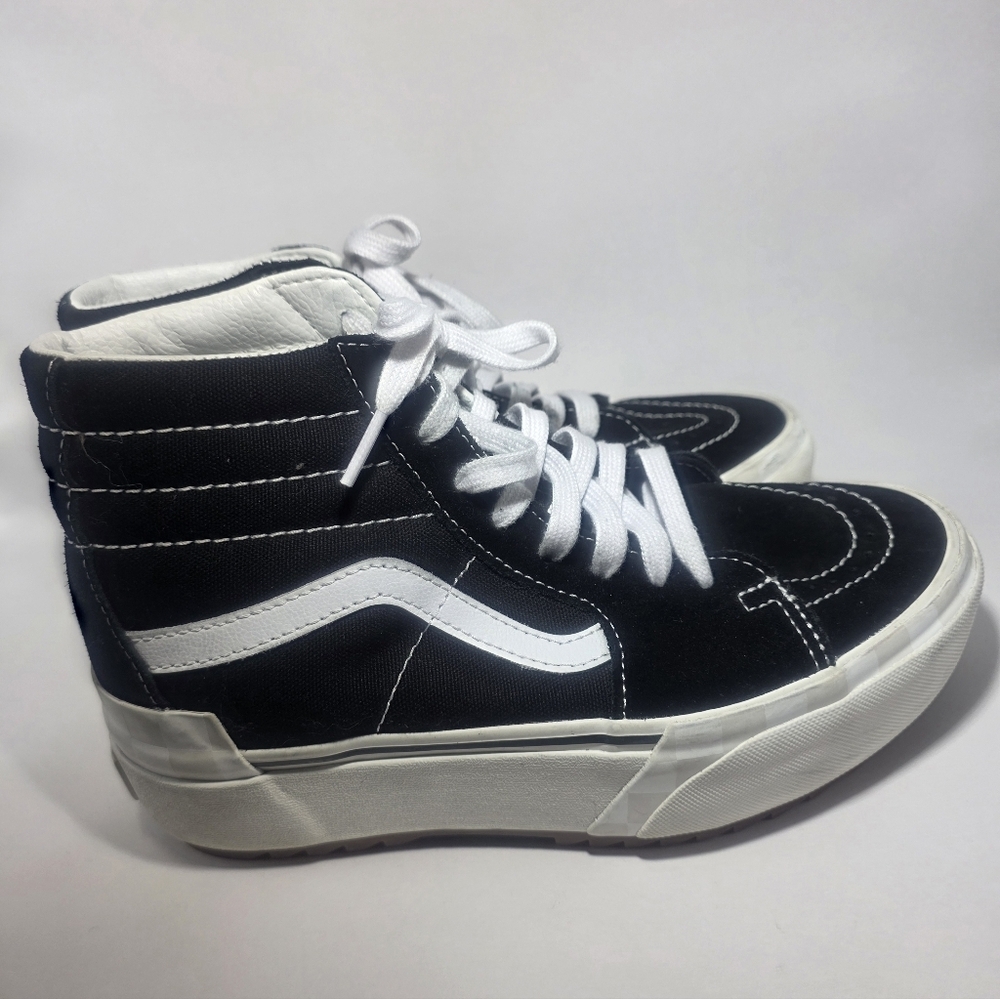 Vans Sk8-Hi Platform Black White Suede High Top Sneakers Women 7 Men 5.5